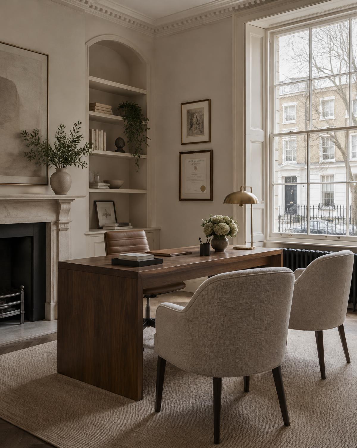 A quiet consultation room in a Georgian townhouse